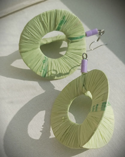 3D Green Spring Hoops PungaGlow Eco Earrings Upcycled Jewelry