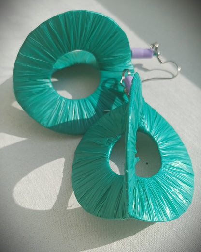 3D Green Happy Hoops PungaGlow Eco Earrings Upcycled Jewelry