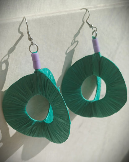 3D Green Happy Hoops PungaGlow Eco Earrings Upcycled Jewelry