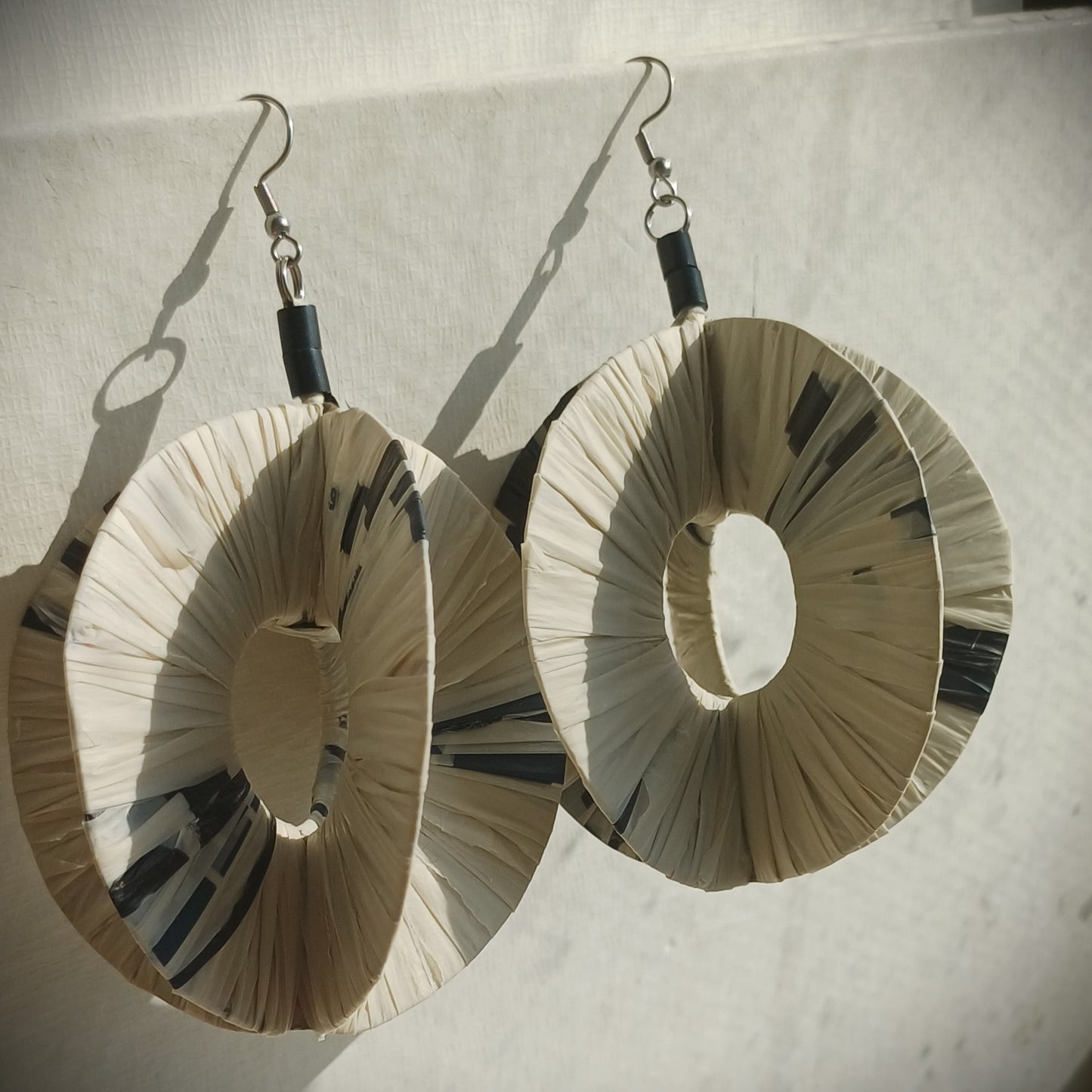 5D White Jumbo Hoops PungaGlow Eco Earrings Upcycled Jewelry