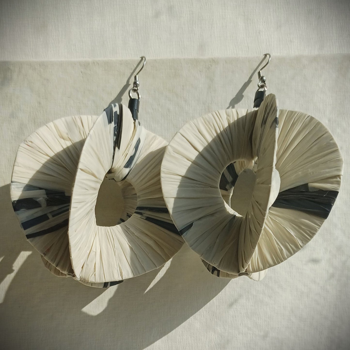 5D White Jumbo Hoops PungaGlow Eco Earrings Upcycled Jewelry