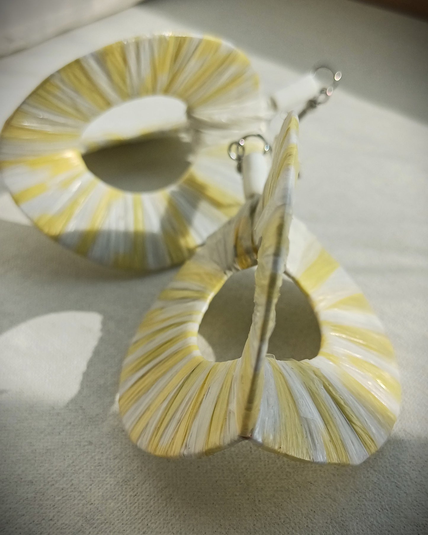 3D White Hoops PungaGlow Eco Earrings Upcycled Jewelry