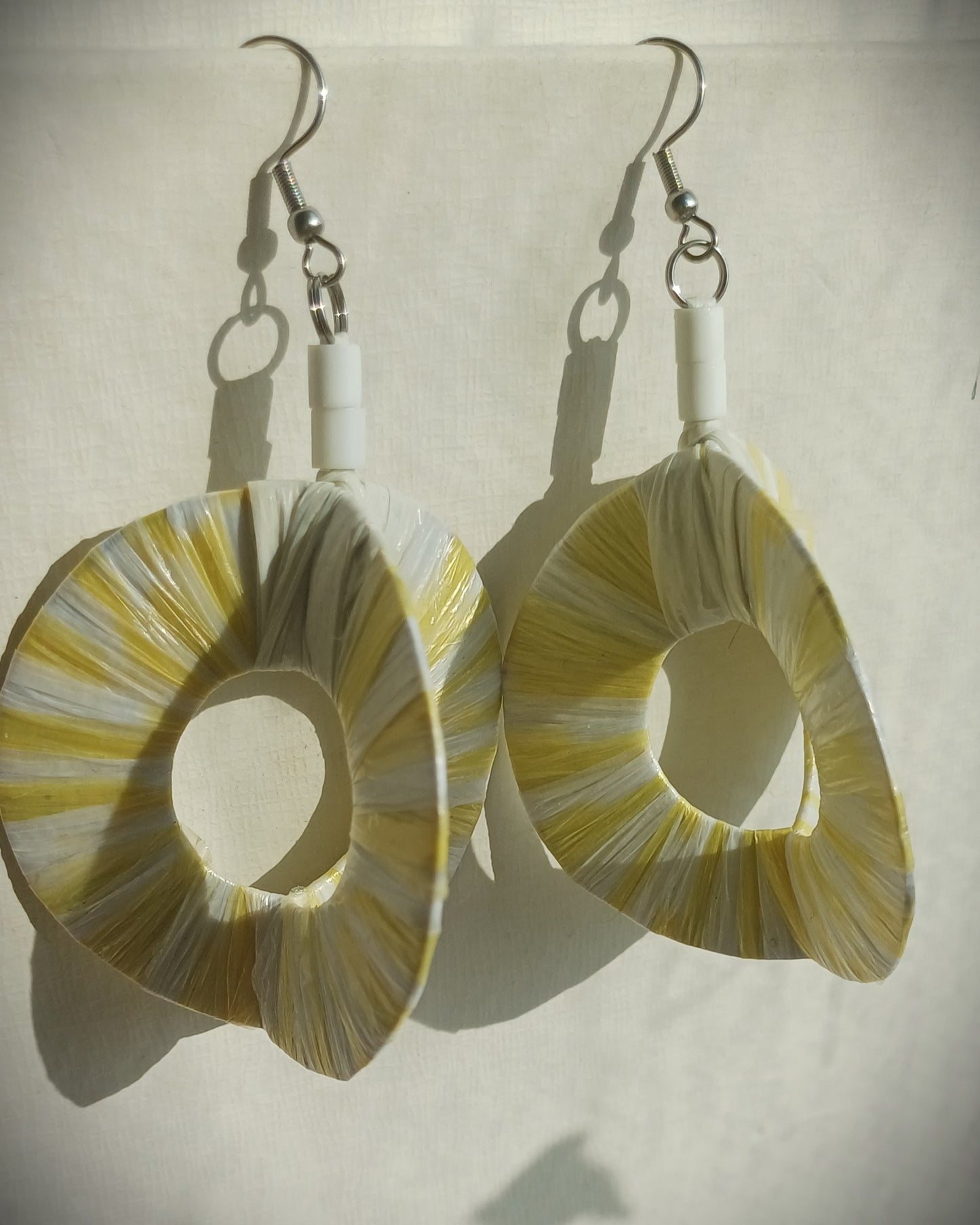 3D White Hoops PungaGlow Eco Earrings Upcycled Jewelry