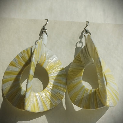 3D White Hoops PungaGlow Eco Earrings Upcycled Jewelry