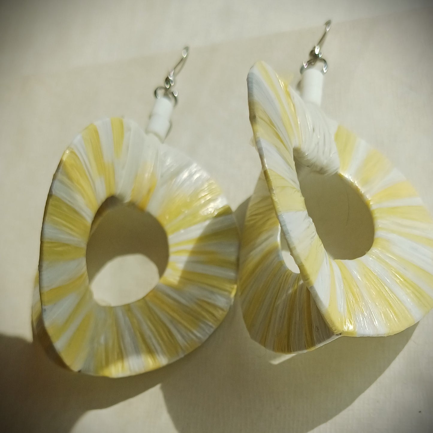 3D White Hoops PungaGlow Eco Earrings Upcycled Jewelry