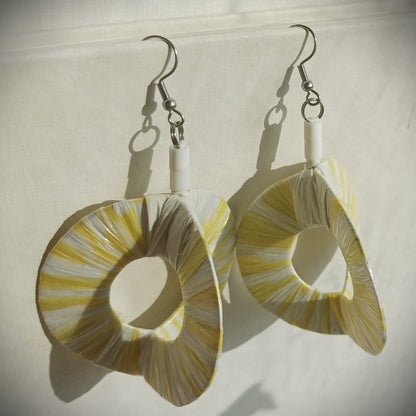 3D White Hoops PungaGlow Eco Earrings Upcycled Jewelry