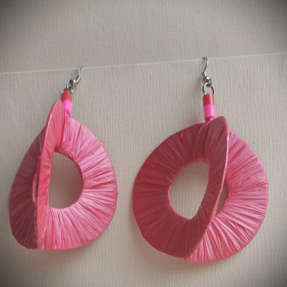 3D Dark Pink Hoops PungaGlow Eco Earrings Upcycled Jewelry