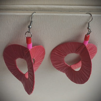 3D Dark Pink Hoops PungaGlow Eco Earrings Upcycled Jewelry