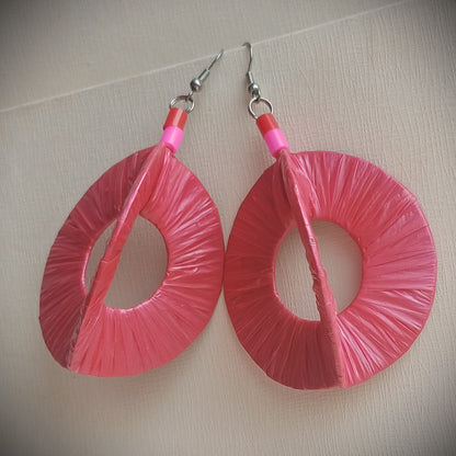 3D Dark Pink Hoops PungaGlow Eco Earrings Upcycled Jewelry