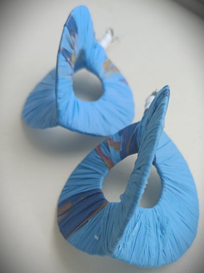 3D Blue Happy Hoops PungaGlow Eco Earrings Upcycled Jewelry