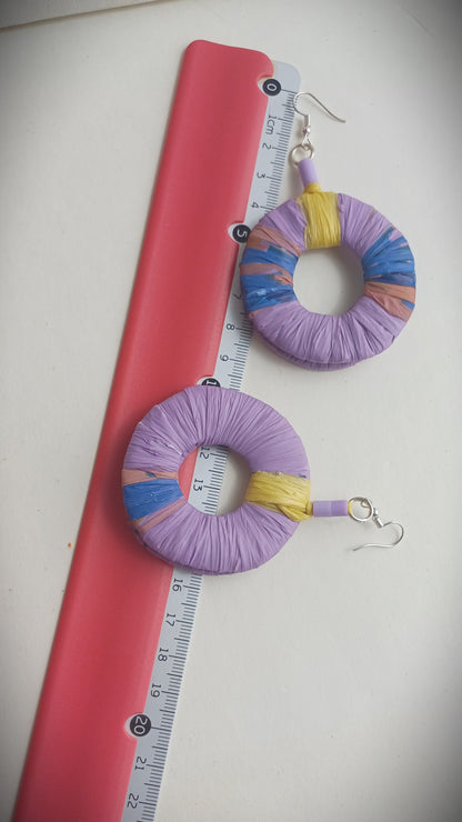 Purple Eco Earrings with Yellow Accents- PungaGlow Upcycled Jewelry