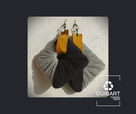 Black and Yellow Ecofriendly Earrings ReviveWeave Jumbo Squares Upcycled Jewelry