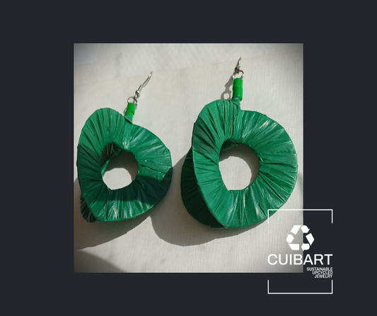 3D Deep Green Hoops PungaGlow Eco Earrings Upcycled Jewelry