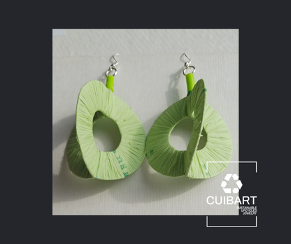 3D Lime Green Hoops PungaGlow Eco Earrings Upcycled Jewelry