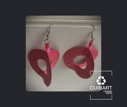 3D Dark Pink Hoops PungaGlow Eco Earrings Upcycled Jewelry