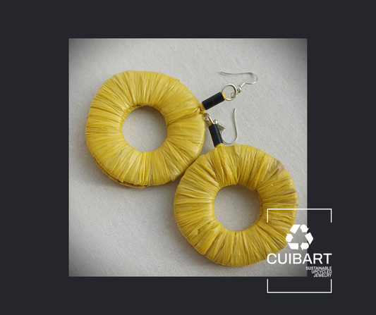 PungaGlow Yellow Hoops - Eco Friendly Earrings Upcycled Jewelry