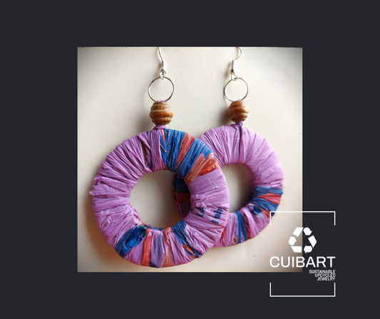 PungaGlow Purple Rain Hoops - Eco Earrings Upcycled Jewelry