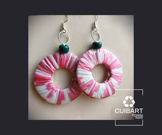 PungaGlow Pink Zebra Hoops - Eco Friendly Earrings Upcycled Jewelry