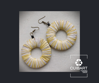 PungaGlow Yellow Zebra Hoops - Eco Friendly Earrings Upcycled Jewelry