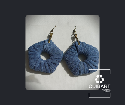 Blue ReviveWeave PentaHoops - Ecofriendly Earrings Upcycled Jewelry (Copy)