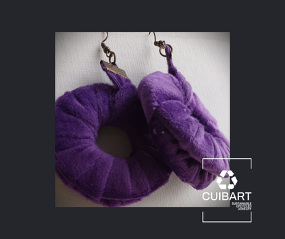 Purple Velvet Antique ReviveWeave Hoops - Ecofriendly Earrings Upcycled Jewelry