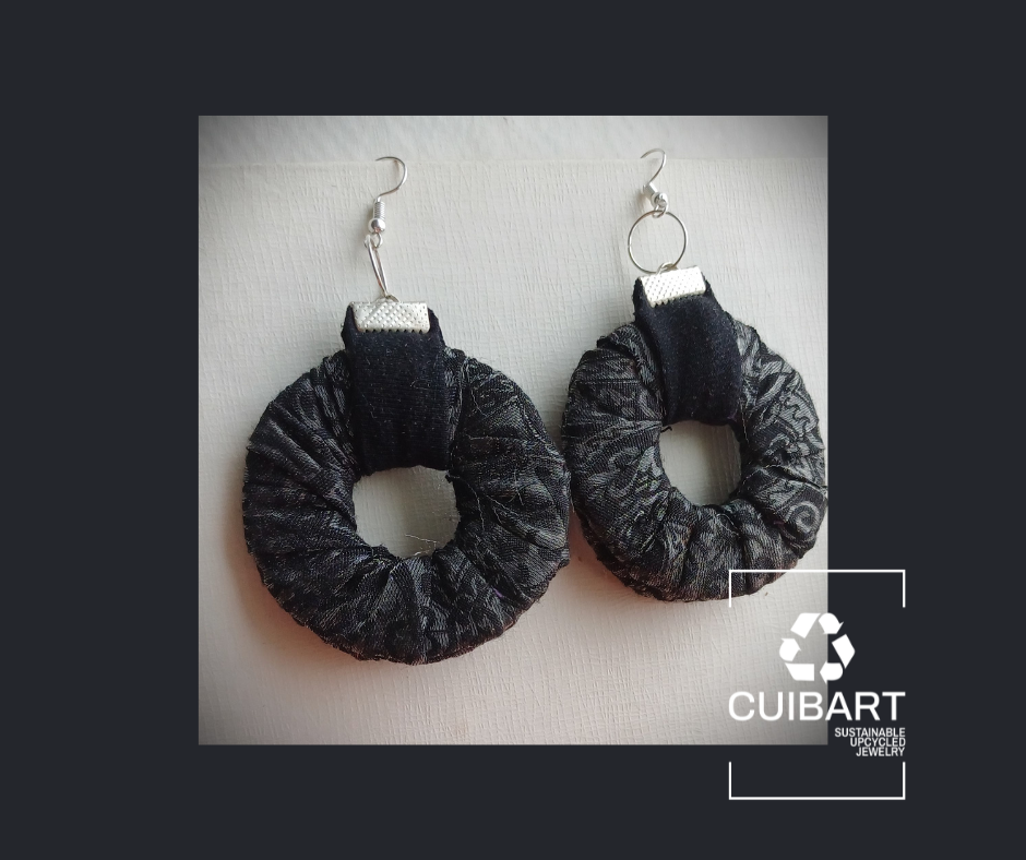 Black Beauty ReviveWeave Hoops - Ecofriendly Earrings Upcycled Jewelry