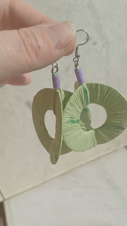 3D Green Spring Hoops PungaGlow Eco Earrings Upcycled Jewelry