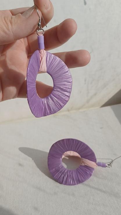 3D Purple Hoops PungaGlow Eco Earrings Upcycled Jewelry