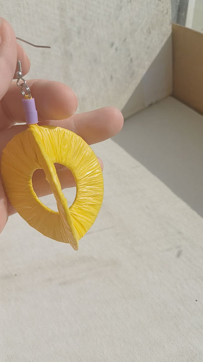 3D Yellow! Hoops PungaGlow Eco Earrings Upcycled Jewelry