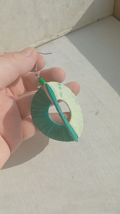 3D Double Green Hoops PungaGlow Eco Earrings Upcycled Jewelry