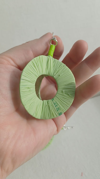 3D Lime Green Hoops PungaGlow Eco Earrings Upcycled Jewelry