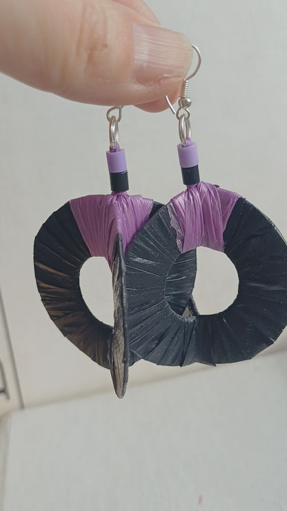 3D Black Earrings PungaGlow Eco Upcycled Jewelry